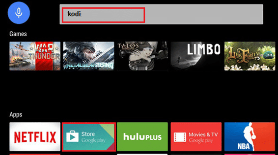 inicie sesión en su cuenta de Google y busque Kodi en la barra de búsqueda. Cómo instalar Kodi en Smart TV