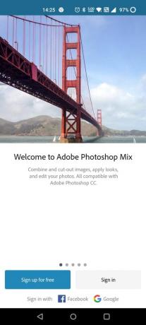 Deschideți aplicația Adobe Photoshop Mix și conectați-vă la contul dvs.