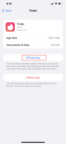 appuyez sur Offload App. Comment réparer le stockage de l'iPhone indique zéro Ko utilisé