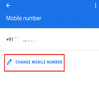 Klicka på alternativet Ändra mobilnummer