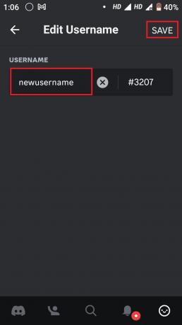 اكتب في مربع النص اسم المستخدم الجديد الخاص بك وانقر فوق حفظ.