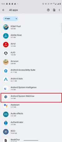  حدد موقع Android System WebView وانقر عليه. إصلاح مشكلة عدم تحديث WebView لنظام Android