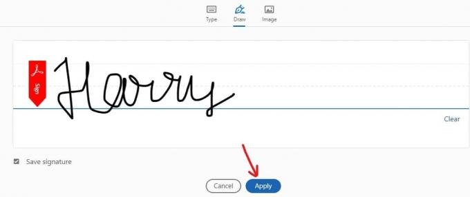Κάντε κλικ στο κουμπί Εφαρμογή για να εφαρμόσετε την υπογραφή | Ηλεκτρονική υπογραφή εγγράφων PDF χωρίς εκτύπωση