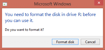 Fix Du skal formatere disken i drevet, før du kan bruge den