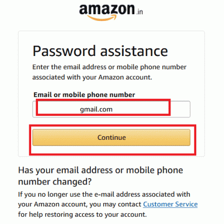 Geben Sie Ihre E-Mail-Adresse oder Handynummer ein, die mit Ihrem Amazon-Konto verbunden ist, und klicken Sie auf Weiter