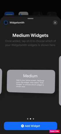 escolha o tamanho do widget e toque em Adicionar Widget 