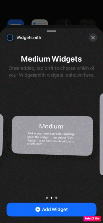 valitse widgetin koko ja napauta Lisää widget 