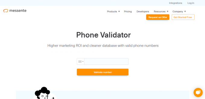 Messente | besplatni skupni validator telefonskih brojeva