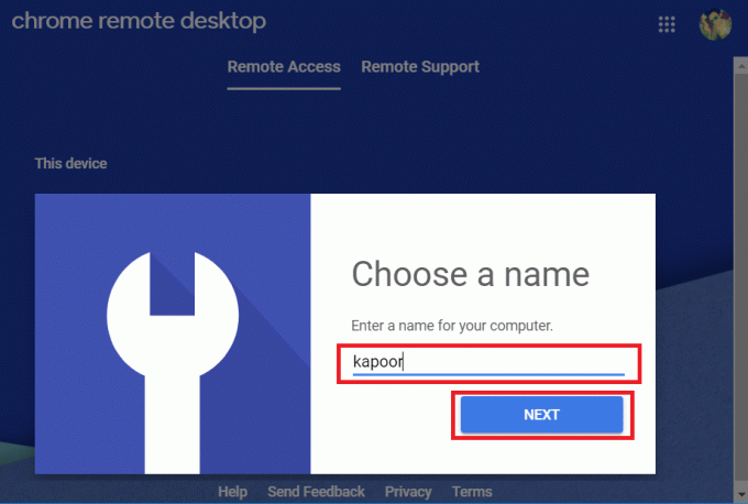 Em Acesso remoto, digite o nome que deseja definir para o seu computador.