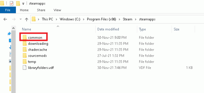 次に、以下のように共通フォルダを開きます。