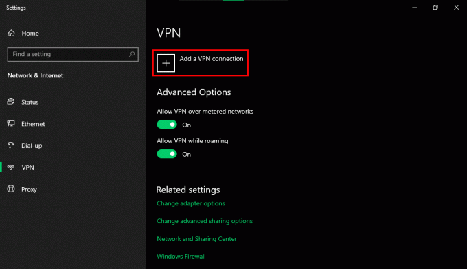 Kliknite možnost Dodaj povezavo VPN.