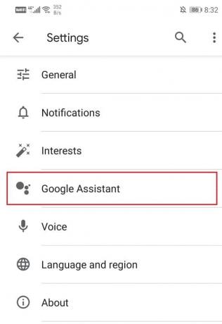 Klik nu op Google Assistent
