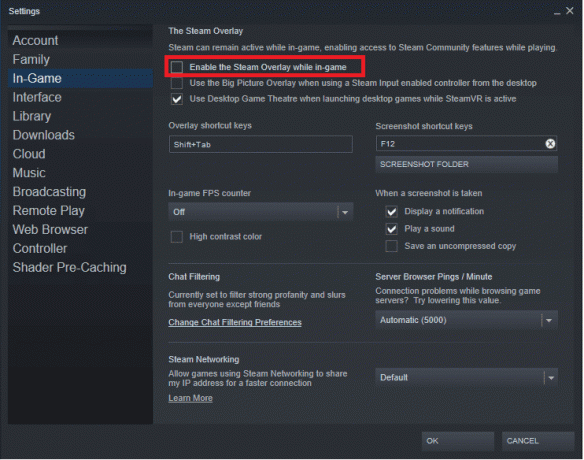 Dezactivați suprapunerea Steam. Remediați procesorul Steam Client Bootstrapper High pe Windows 10
