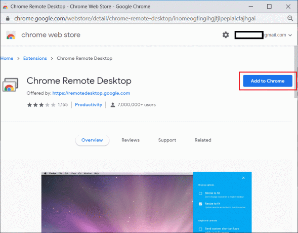 คลิกที่ Add to Chrome ข้าง Chrome Remote Desktop