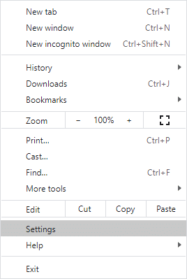 次に、[設定]オプションを選択します| Chromeブロッキングのダウンロードの問題を修正