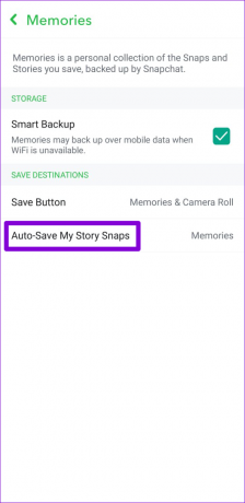 Salvataggio automatico nei ricordi in Snapchat