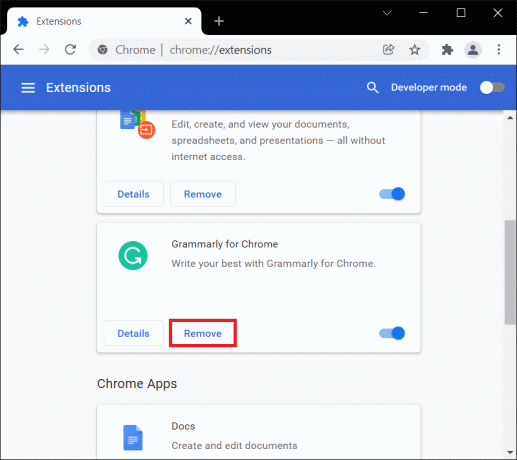 Fjern alternativet for Chrome-utvidelsen