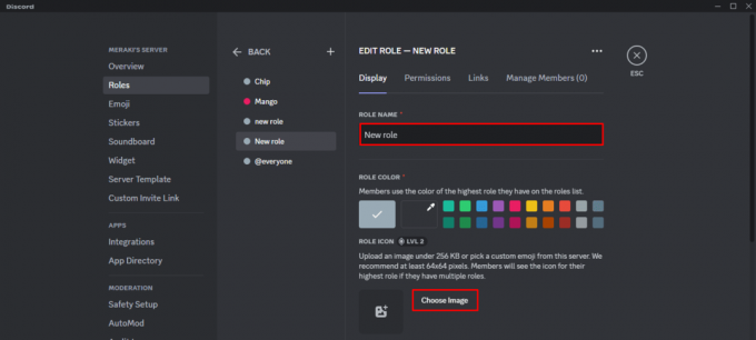Wpisz nazwę roli. Możesz także wybrać obraz | Jak zablokować role na Discordzie