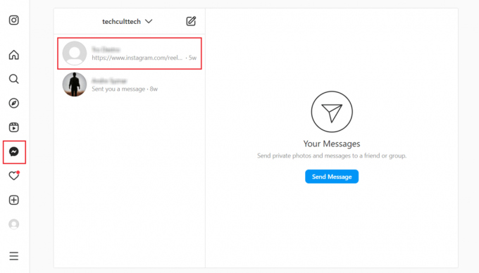Messenger ή εικονίδιο DM - επιθυμητή συνομιλία IG | Συνομιλία βίντεο Instagram σε υπολογιστή