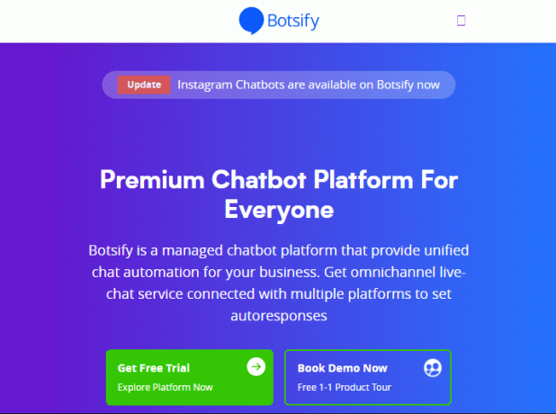 Домашня сторінка Botsify 