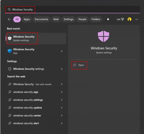 חפש את Windows Security במחשב האישי שלך. תיקון השגיאה של Call of Duty MW2 נכשל בעדכון רשימת השמעה