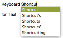 Text1のキーボードショートカット