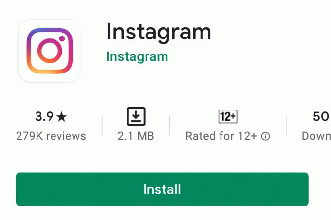 Klepnutím na Instalovat stáhnete Instagram do svého zařízení.