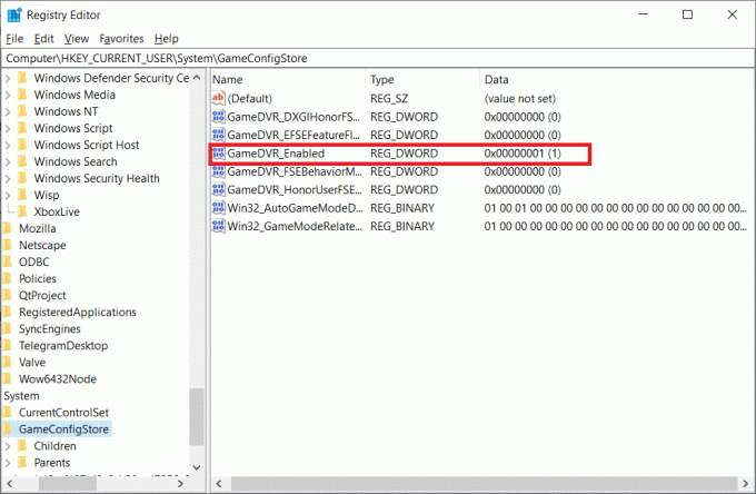 ორჯერ დააწკაპუნეთ GameDVR Enabled ოფციაზე GameConfigStore საქაღალდეში. როგორ დავაფიქსიროთ Valorant FPS წვეთები