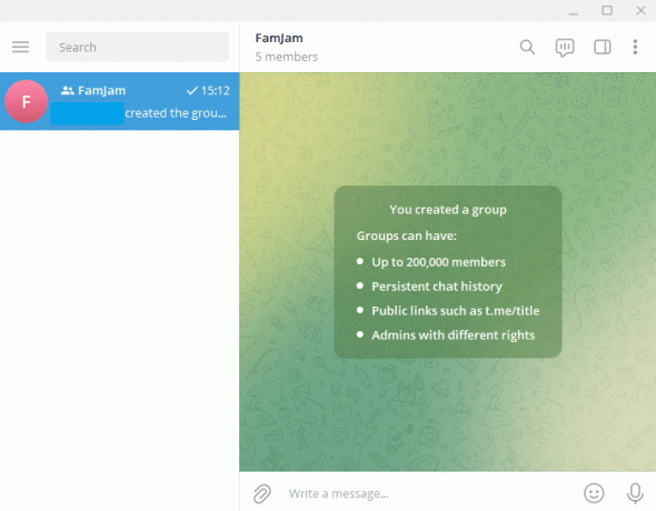 Öffnen Sie die Gruppe, die Sie löschen möchten, in der Telegram-Desktop-App 