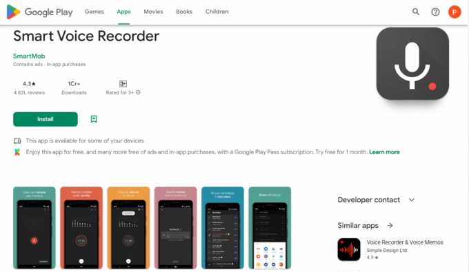 Ігровий магазин Smart Voice Recorder | найкращий додаток для запису музики на android