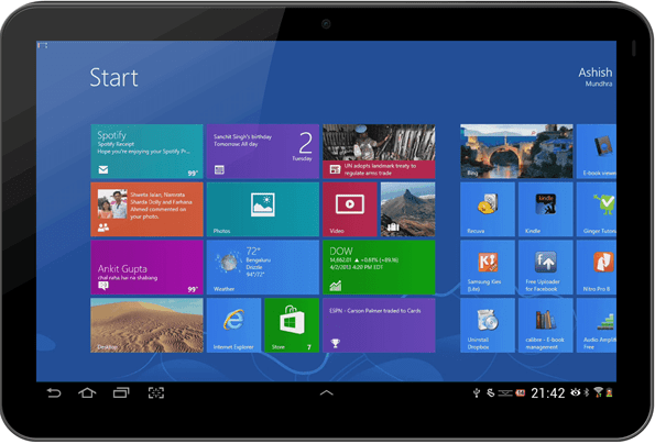 شاشة بدء Windows 8 على Android