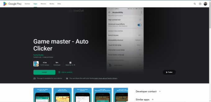 Game Master Play Store-Webseite