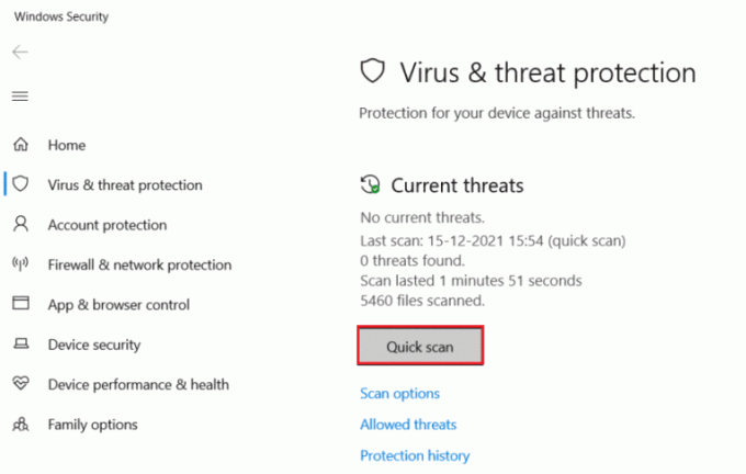 바이러스 및 위협 보호