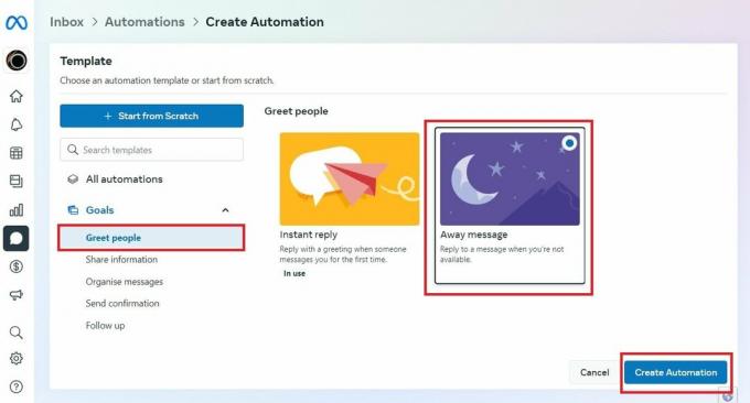 Изаберите жељени шаблон за аутоматизацију који желите да користите - изаберите Креирај аутоматизацију да бисте га поставили | Како искључити аутоматски одговор на Инстаграму