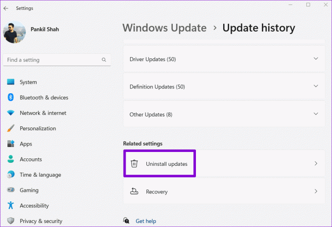 Απεγκατάσταση ενημερώσεων στα Windows 11