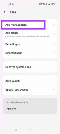 ऐप प्रबंधन पर टैप करें