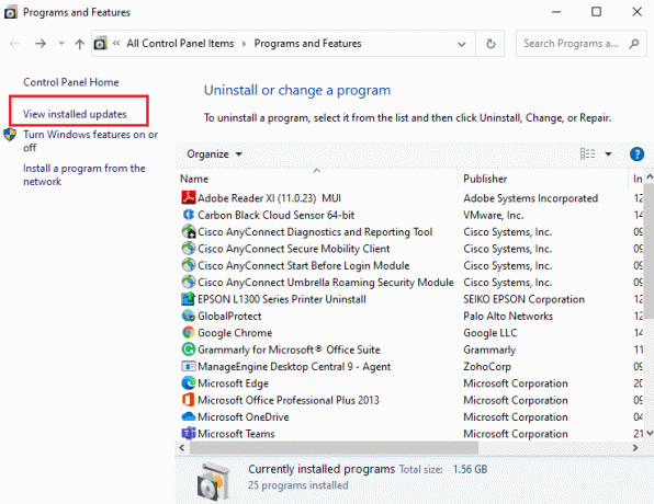 Klicken Sie nun im linken Bereich auf Installierte Updates anzeigen. Beheben Sie den stdole32.tlb-Fehler in Windows 10