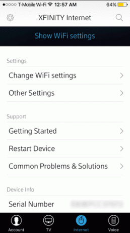 Xfinity Mitt konto Comcast Felsökning App 4