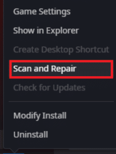 cliquez sur scanner et réparer