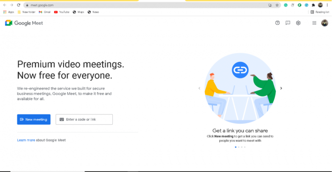 åpne Google Meet-nettstedet