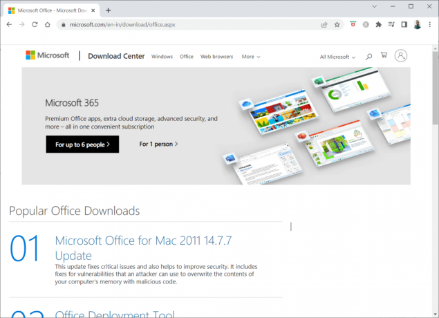 공식 웹 사이트에서 Microsoft Office 다운로드