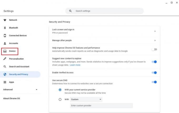 klikk på Enhetsmenyen i Chromebook. 16 beste rettelser for Chromebook-tastaturet fungerer ikke