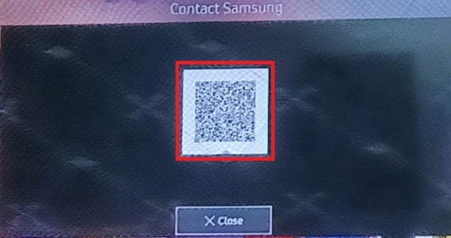 QR-kodevisning Kontakt Samsung Smart TV