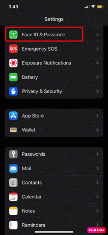 Tippen Sie auf die Gesichts-ID und die Passcode-Option | So aktivieren Sie Live-Aktivitäten auf dem iPhone (iOS 16)