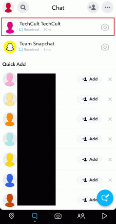 Tocca la chat desiderata che ti ha taggato nella loro storia su Snapchat