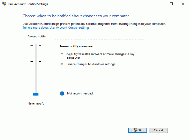 ปิดใช้งานการควบคุมบัญชีผู้ใช้ (UAC) ใน Windows 10