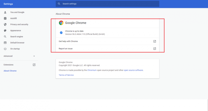 Дозвольте Chrome перевірити наявність оновлень, якщо вони є, вони встановляться автоматично. Виправте помилку на YouTube