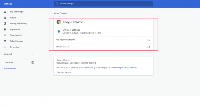 ให้ Chrome ตรวจสอบการอัปเดตที่มีอยู่ หากมี ระบบจะติดตั้งโดยอัตโนมัติ แก้ไข Twitch ไม่ทำงานบน Chrome