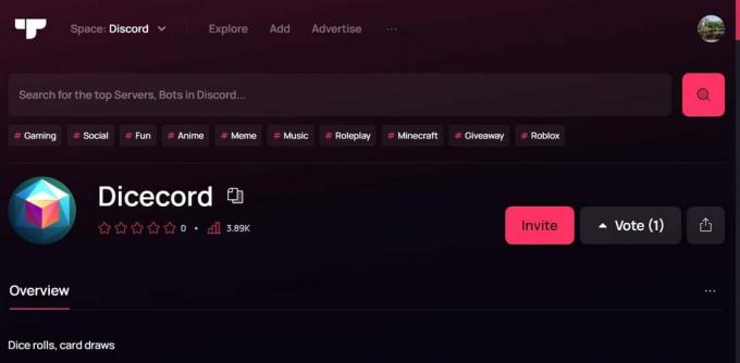 Dicecord | найкращий бот для кубиків Discord