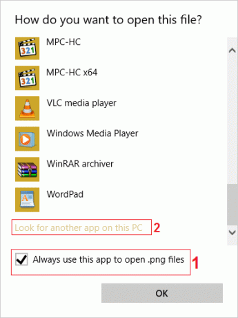 Häkchen zuerst immer diese App verwenden, um .png-Dateien zu öffnen und dann auf Nach einer anderen App auf diesem PC suchen klicken